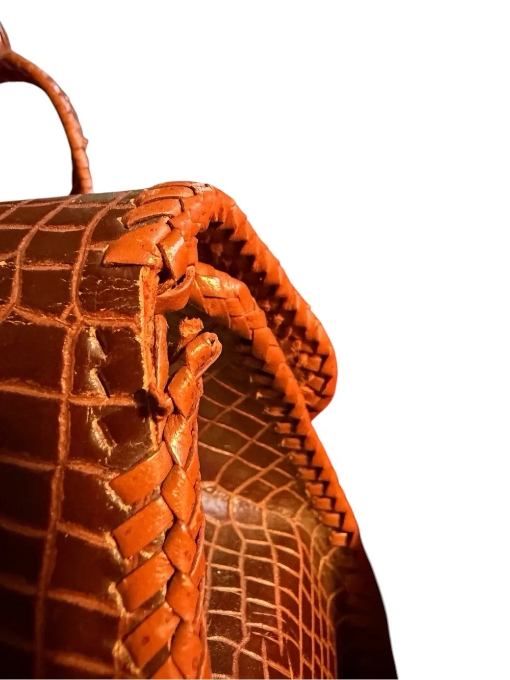 Source Unknown Croc-Embossed Top-Handle Satchel in Brown